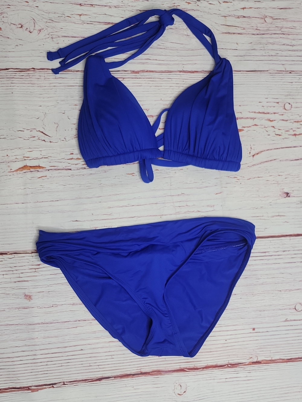 LA BLANCA.Royal Blue Two-Piece Halter Bikini Set Size 4-6